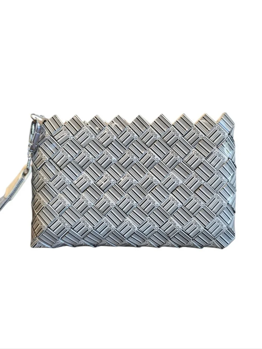 Nahui Ollin Barcode Candy Wrapper Black White Wristlet